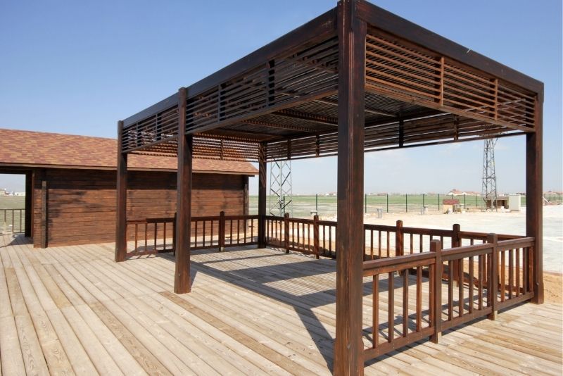 A wooden pergola