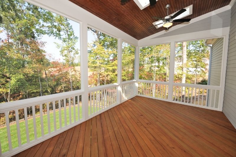 A wooden patio