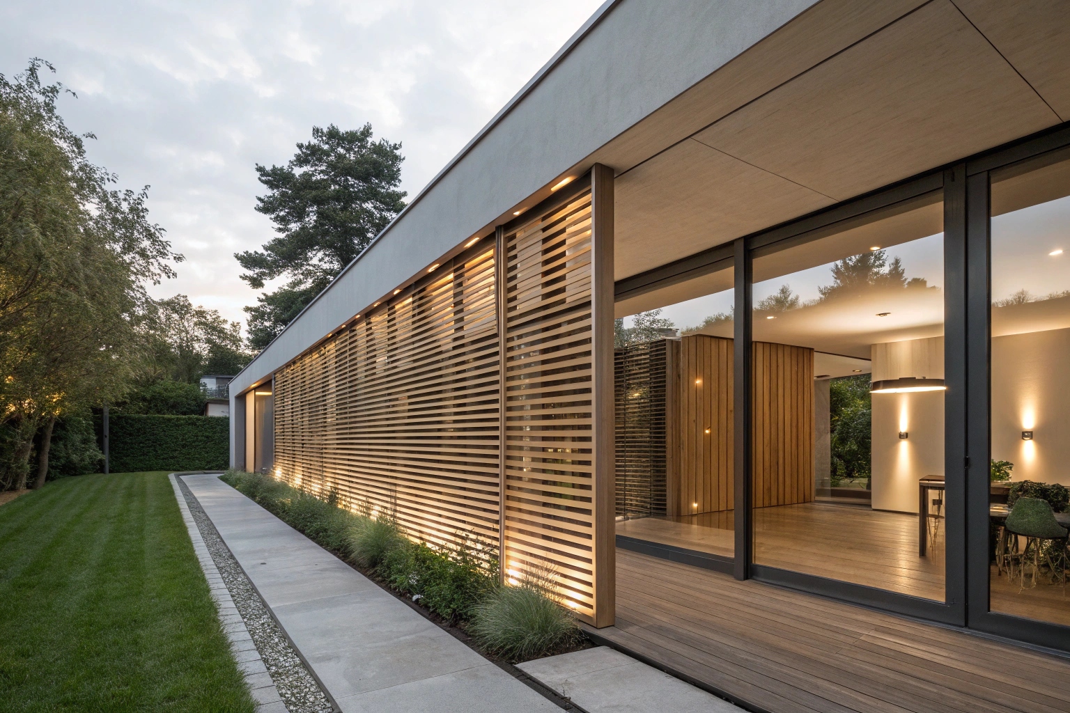 Contemporary horizontal timber screening providing privacy and style for Sunshine Coast property